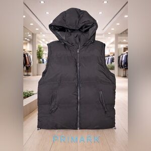 Primark Black Hooded Puffer Gilet